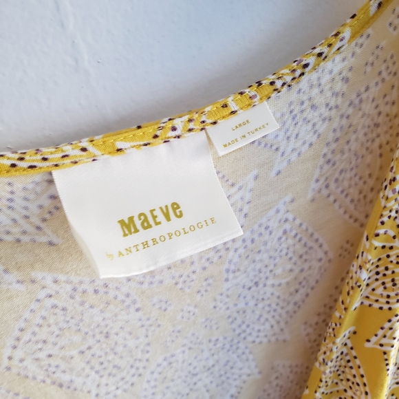 Anthropologie Long Maeve Print Fete Midi Dress Large Yellow summer Spring Dinner - Picture 5 of 14